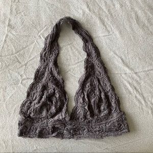 UO Grey Lace Halter Bralette